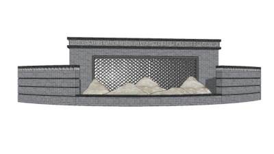 现代枯山镂空景观墙SU模型下载_sketchup草图大师SKP模型