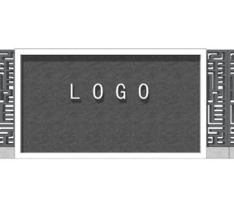 新中式logo景观墙SU模型下载_sketchup草图大师SKP模型