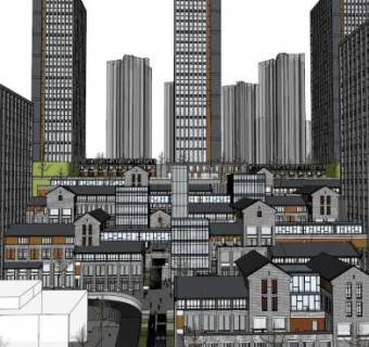 城市商业中心su模型下载_sketchup草图大师SKP模型