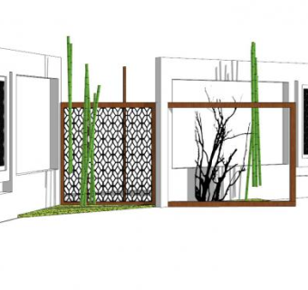 现代景观墙设计SU模型下载_sketchup草图大师SKP模型