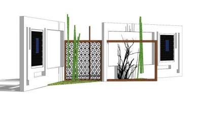 现代景观墙设计SU模型下载_sketchup草图大师SKP模型