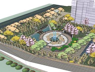 新中式公园规划景观SU模型下载_sketchup草图大师SKP模型