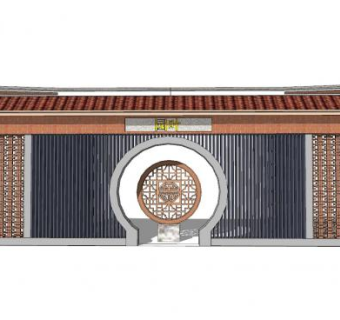 新中式叶园景观墙SU模型下载_sketchup草图大师SKP模型