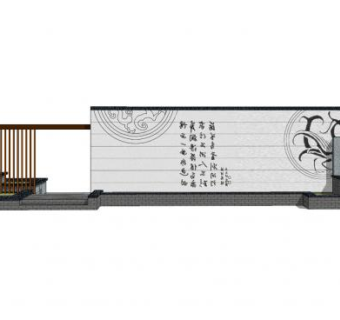 新中式题诗景观墙SU模型下载_sketchup草图大师SKP模型