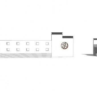 新中式简洁景观墙SU模型下载_sketchup草图大师SKP模型