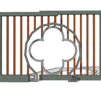 新中式镂空花型景观墙SU模型下载_sketchup草图大师SKP模型