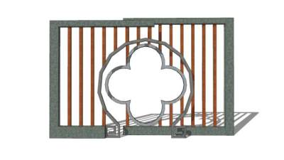 新中式镂空花型景观墙SU模型下载_sketchup草图大师SKP模型