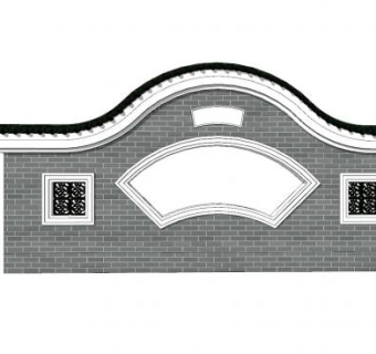 中式扇形花窗景观墙SU模型下载_sketchup草图大师SKP模型