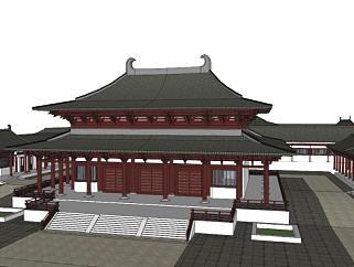 寺庙景观和建筑su模型下载_sketchup草图大师SKP模型