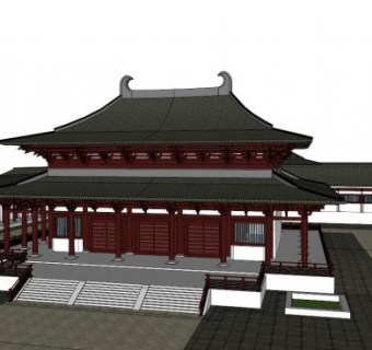 寺庙景观和建筑su模型下载_sketchup草图大师SKP模型