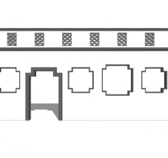 新中式花窗景墙门SU模型下载_sketchup草图大师SKP模型