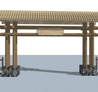 农家乡村大门SU模型下载_sketchup草图大师SKP模型