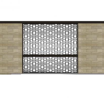 新中式简约镂空景墙SU模型下载_sketchup草图大师SKP模型