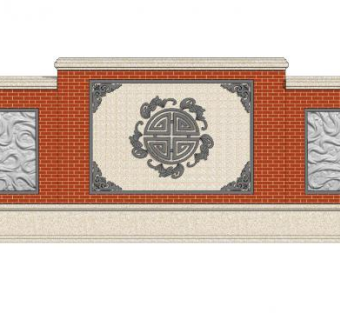 新中式图腾雕刻景墙SU模型下载_sketchup草图大师SKP模型