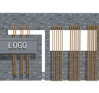 现代中式logo景墙SU模型下载_sketchup草图大师SKP模型