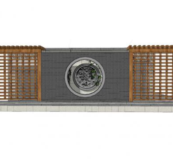 新中式雕刻花窗木景墙SU模型下载_sketchup草图大师SKP模型