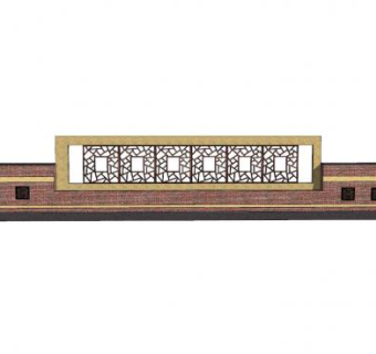 新中式景墙小品SU模型下载_sketchup草图大师SKP模型