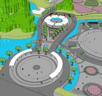 简易公园入口区SU模型下载_sketchup草图大师SKP模型