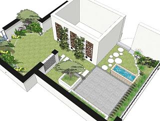<em>中式</em>屋顶花园设计SU模型下载_sketchup草图大师SKP模型