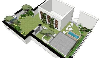 中式屋顶花园设计SU模型下载_sketchup草图大师SKP模型