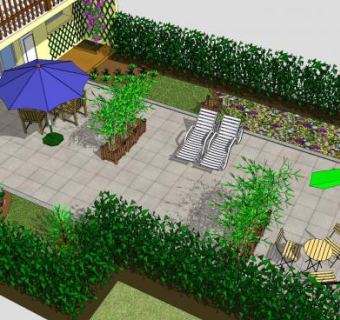 现代休闲屋顶花园SU模型下载_sketchup草图大师SKP模型
