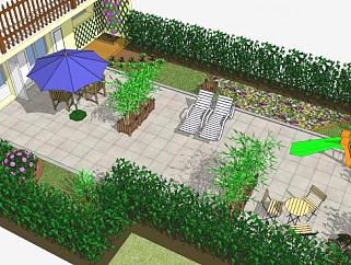 现代休闲屋顶花园SU模型下载_sketchup草图大师SKP模型