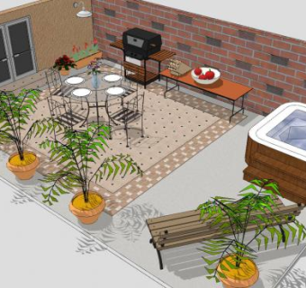 现代娱乐屋顶花园SU模型下载_sketchup草图大师SKP模型