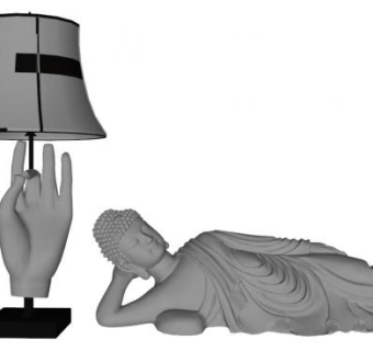 卧佛佛手掌装饰品SU模型下载_sketchup草图大师SKP模型