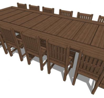 12人餐桌su模型下载_sketchup草图大师SKP模型