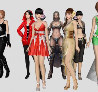 9款3d美女人物su模型下载_sketchup草图大师SKP模型