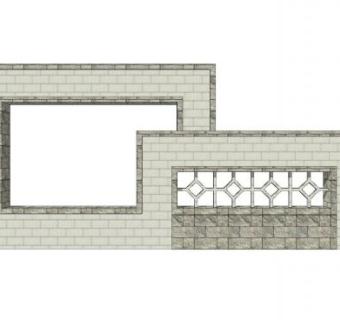 现代花窗景观墙SU模型下载_sketchup草图大师SKP模型