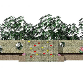 现代漏窗景墙观赏绿植SU模型下载_sketchup草图大师SKP模型