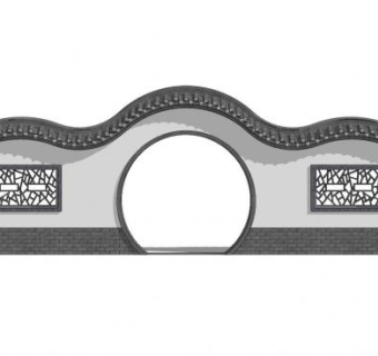 新中式漏窗月亮门景墙SU模型下载_sketchup草图大师SKP模型