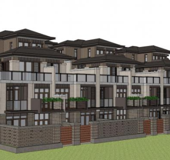 新亚洲风格建筑su模型下载_sketchup草图大师SKP模型