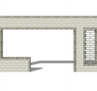 现代方形景墙门SU模型下载_sketchup草图大师SKP模型
