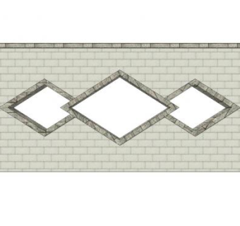 新中式菱形漏窗景墙SU模型下载_sketchup草图大师SKP模型