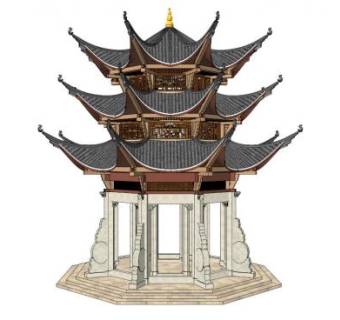 古建八角屋顶su模型下载_sketchup草图大师SKP模型