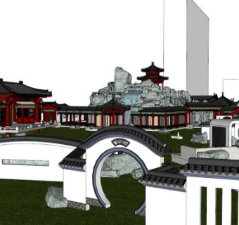 古典公园景观设计su模型下载_sketchup草图大师SKP模型