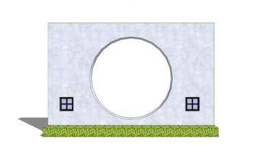 现代圆形漏窗景墙SU模型下载_sketchup草图大师SKP模型