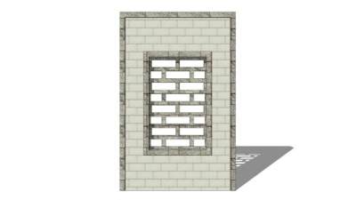 新中式小型漏窗景观墙SU模型下载_sketchup草图大师SKP模型