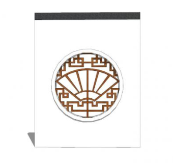 简约新中式圆扇漏窗景观墙SU模型下载_sketchup草图大师SKP模型