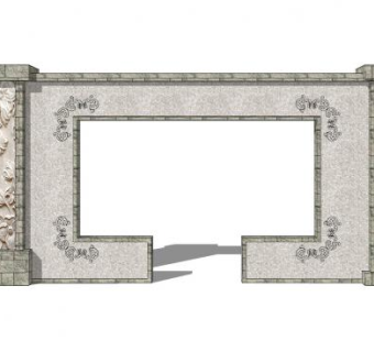 新中式轻奢景墙门SU模型下载_sketchup草图大师SKP模型