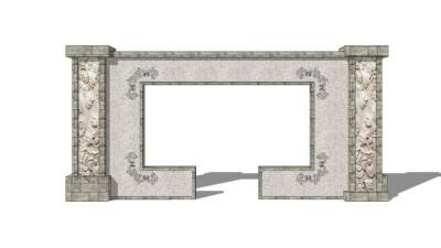 新中式轻奢景墙门SU模型下载_sketchup草图大师SKP模型