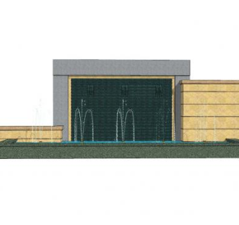 现代欧式喷泉景墙SU模型下载_sketchup草图大师SKP模型