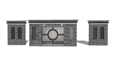 新中式景墙石墙SU模型下载_sketchup草图大师SKP模型