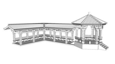 仿古回廊su模型下载_sketchup草图大师SKP模型