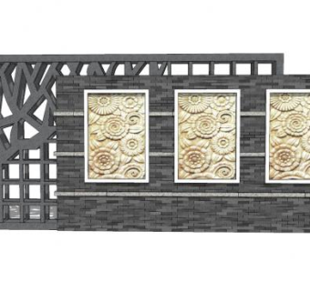 现代壁画景墙设计SU模型下载_sketchup草图大师SKP模型