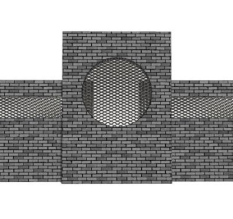 现代砖砌漏窗景墙SU模型下载_sketchup草图大师SKP模型
