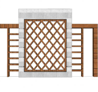 现代木花窗景观墙SU模型下载_sketchup草图大师SKP模型