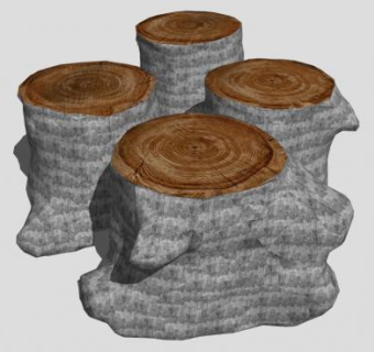 木桩凳子su模型下载_sketchup草图大师SKP模型